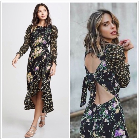 For Love And Lemons Dresses & Skirts - For Love and Lemons Ross Long Sleeve Floral Ruffle Midi Dress Size L